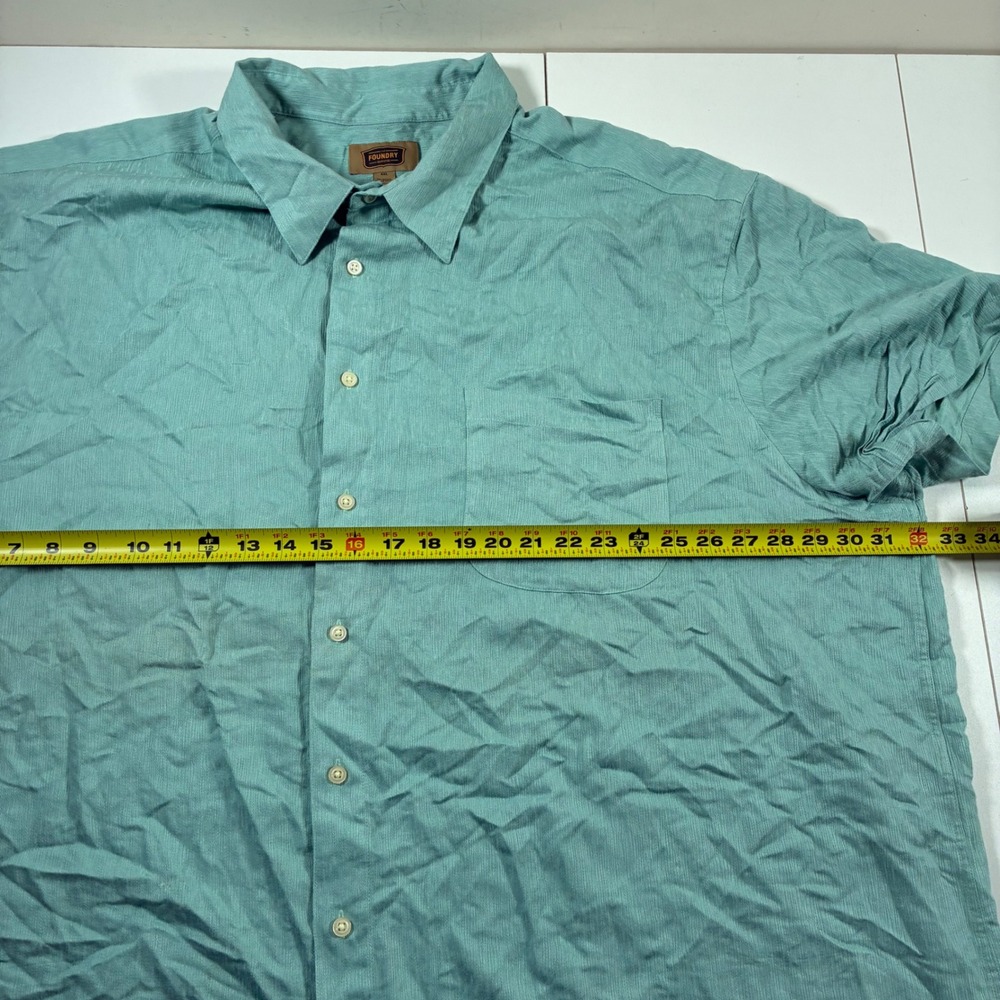 LOT of 2 Foundry Button Up Camp Shirts 4XL Blue Teal 2 Pack Rayon Blend - Picture 5 of 10